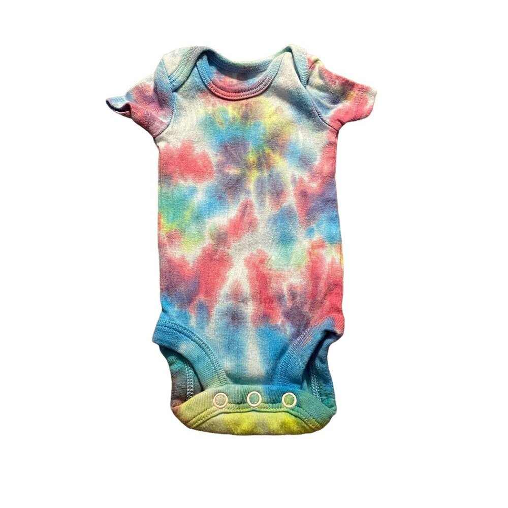 Unicorn Spiral Tie Dye Onesie || Preemie, Upcycled ♻️